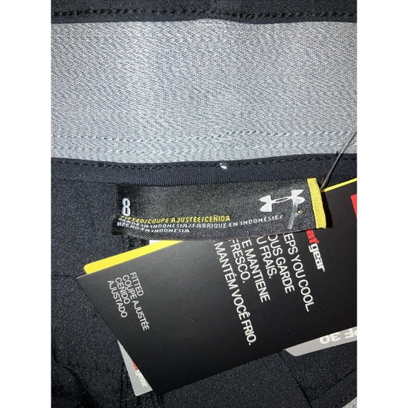 Under Armour Size 8 Women's UPF 30 Fitted Heat Gear Black Chino Golf Shorts NWTs - Picture 3 of 6
